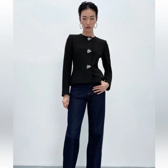 NWT Zara JEWEL BUTTON BLAZER size L - Picture 3 of 7